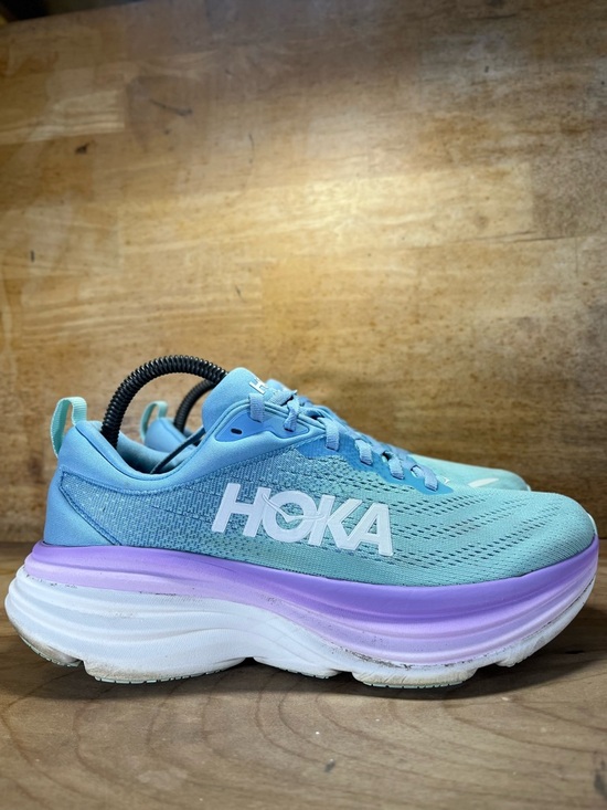 Hoka One One Shoes - Hoka One One Bondi 8 Womens Size 8.5 Wide Running Shoes Sneakers Blue Purple
